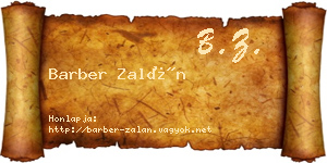 Barber Zalán névjegykártya